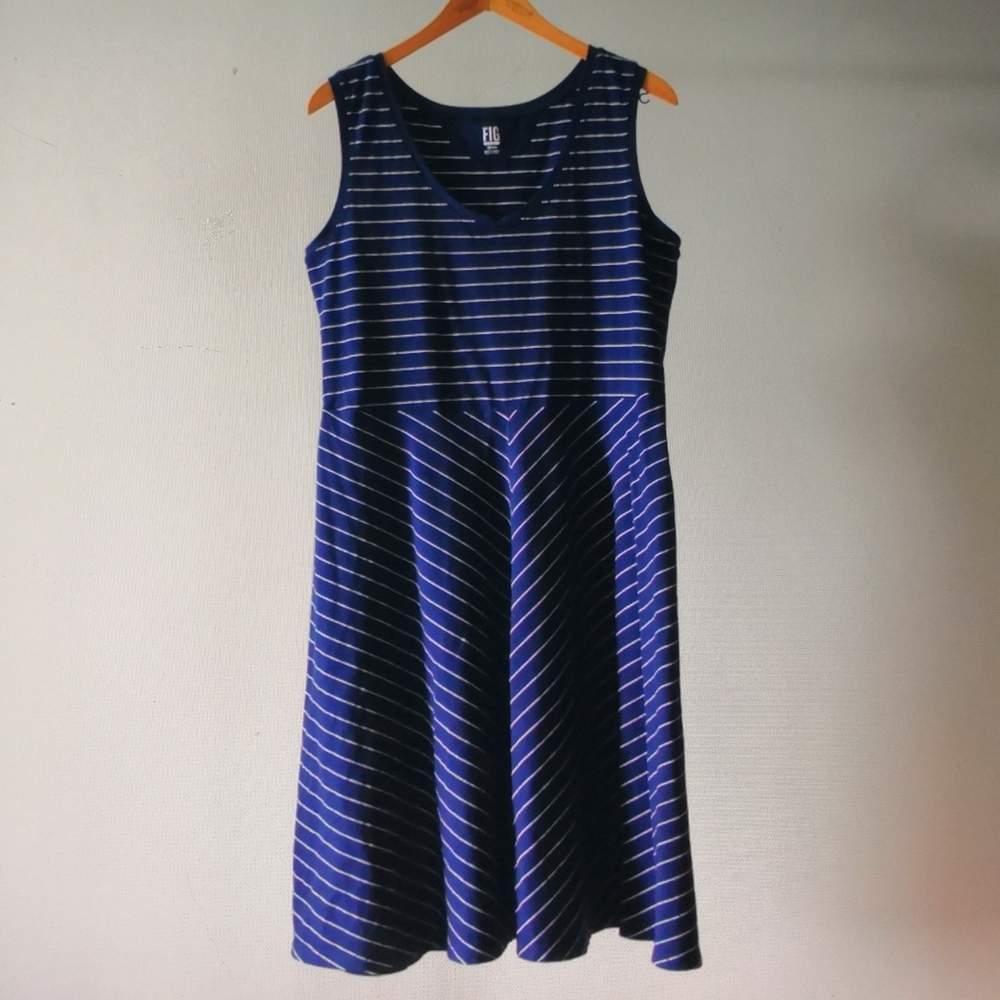 Fig Blue and White Striped Dress, XL, Last Chance!